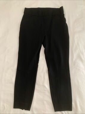 EUC SPANX Black Cropped Pants Size M Petite Pull-On Slim Career Casual